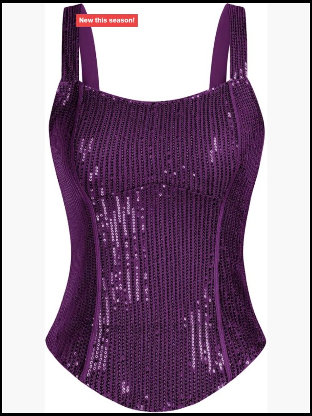 Sequin Sparkle Sleeveless Corset Style Tank Top for Women